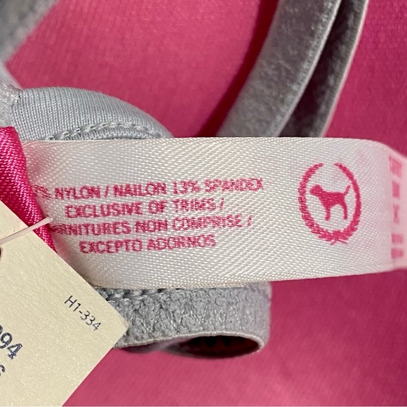 2 PINK Victoria’s Secret T Shirt Demi Bras Size 34C Pink Leopard Print & Gray - Picture 13 of 13